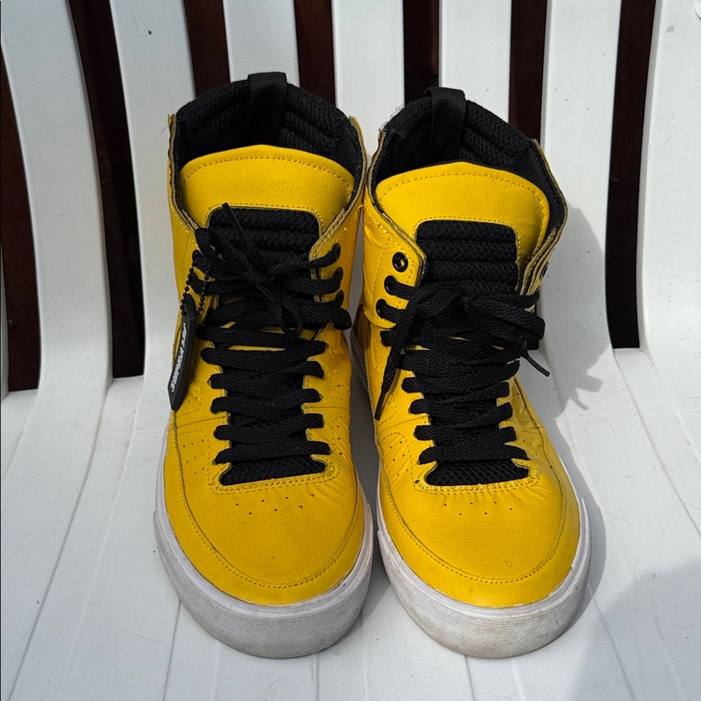Supra Yellow and Black High-Top Sneakers Size 10